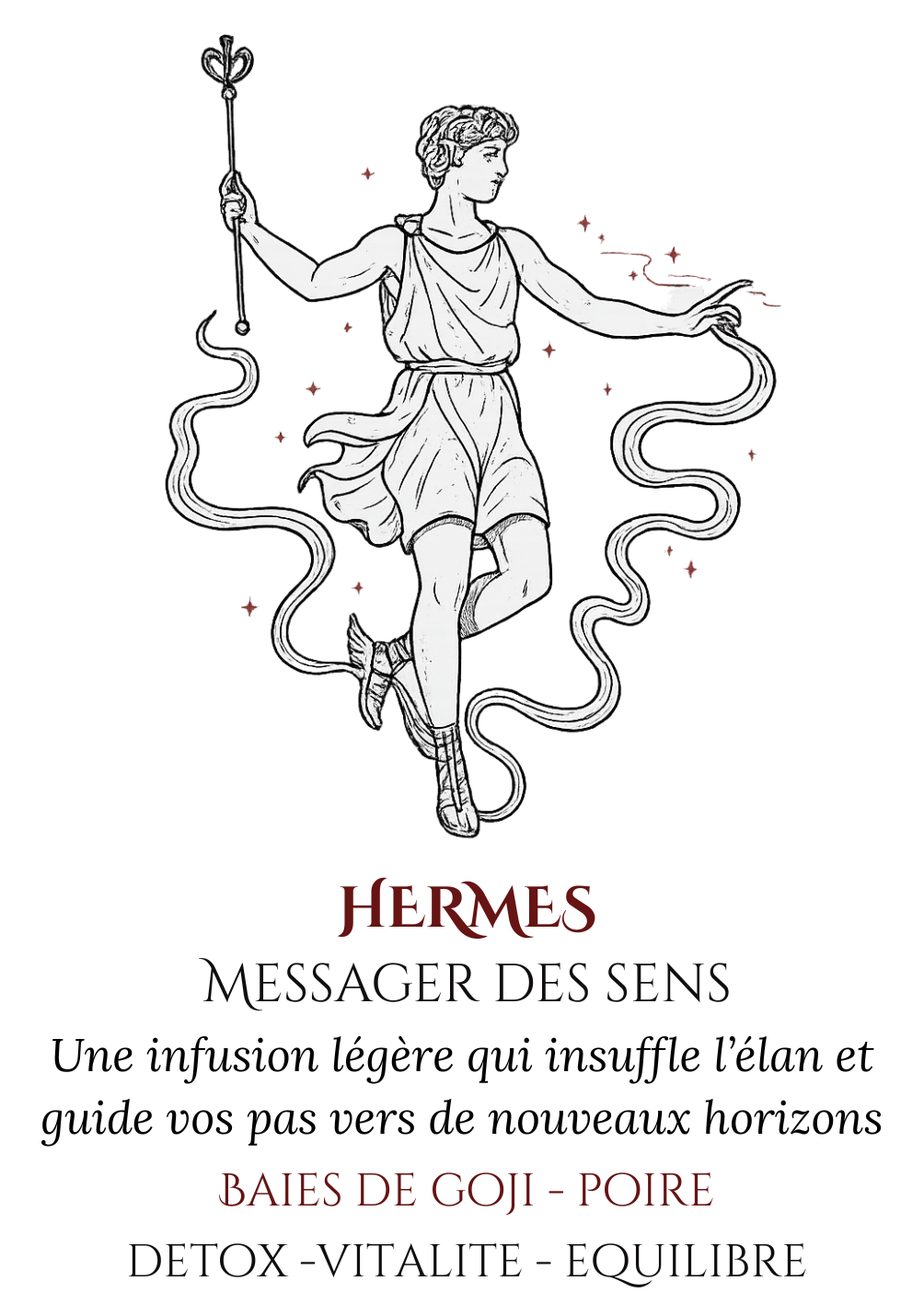 infusion Hermès, CBD gingembre, tisane dorée, infusion voyage, Vice & Vertu Mythologie
