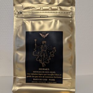 infusion Hermès, CBD gingembre, tisane dorée, infusion voyage, Vice & Vertu Mythologie
