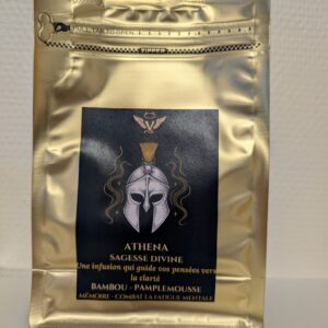 infusion Athéna, CBD gingembre, tisane clarté mentale, infusion dorée, Vice & Vertu Mythologie