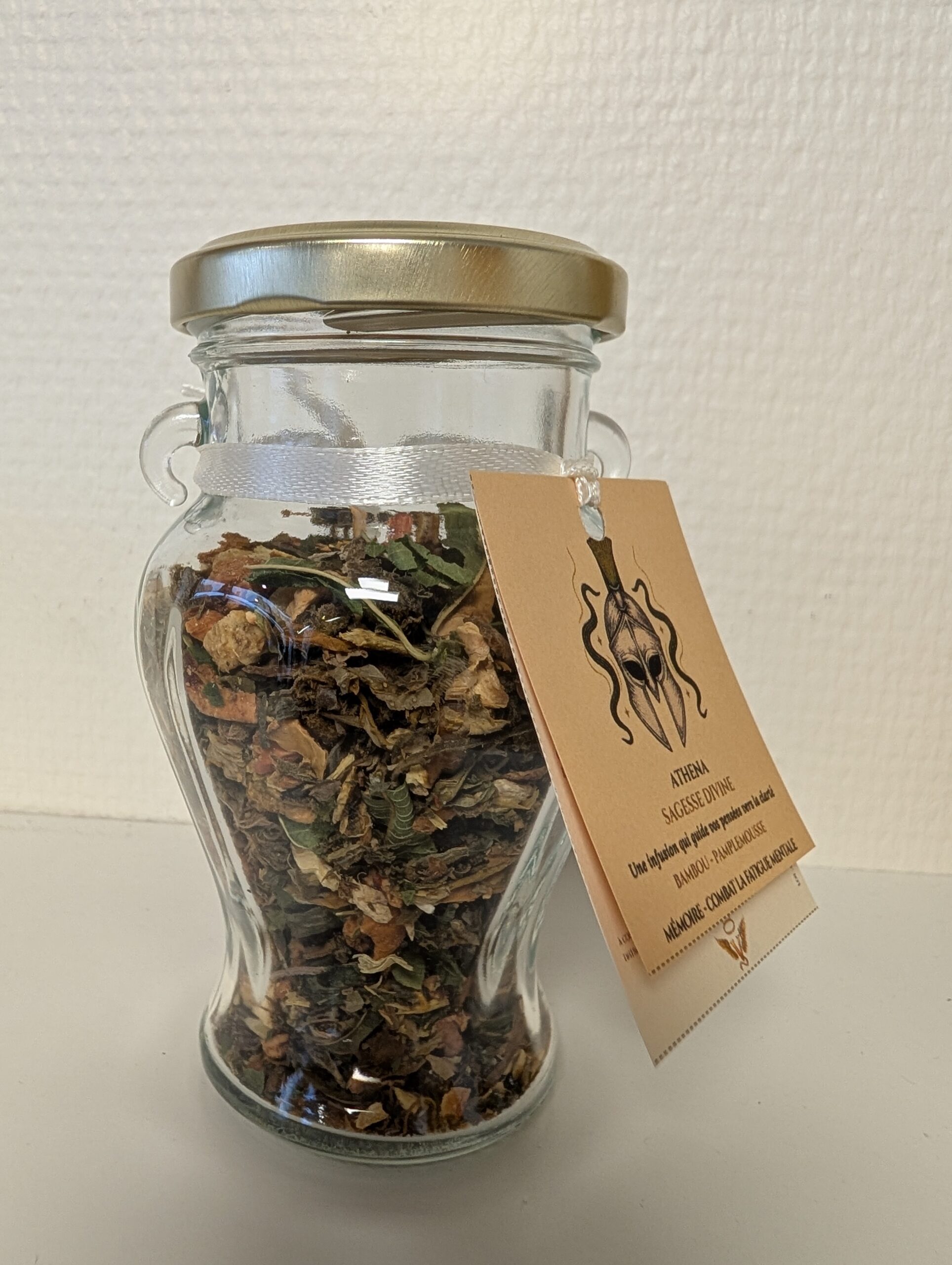 infusion Athéna, CBD gingembre, tisane clarté mentale, infusion dorée, Vice & Vertu Mythologie