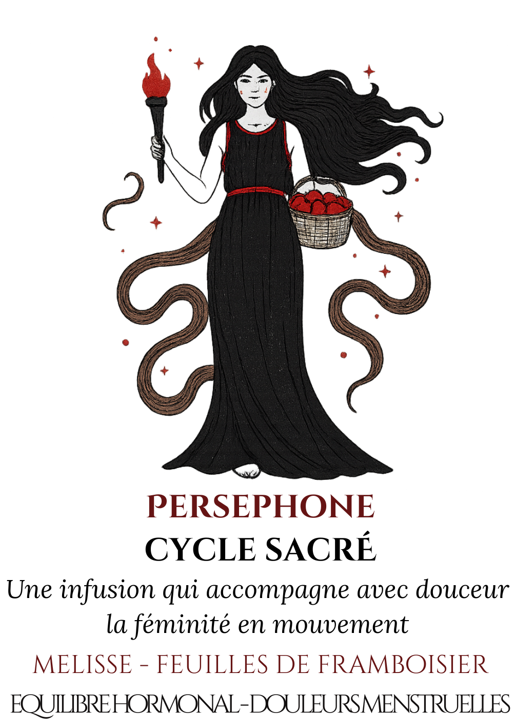 infusion Perséphone, CBD féminin, infusion cycle, tisane bien-être femme, infusion herbes naturelles, Vice & Vertu Mythologie