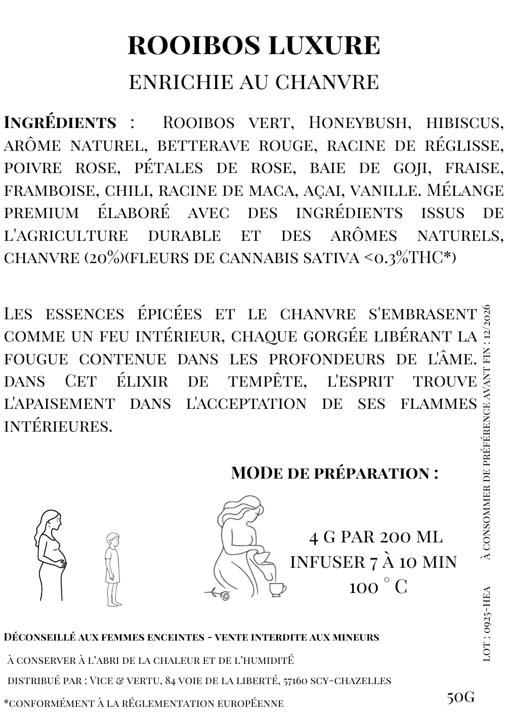 7 péchés capitaux sept CBD rooibos honeybush hibiscus poivre rose baie de goji