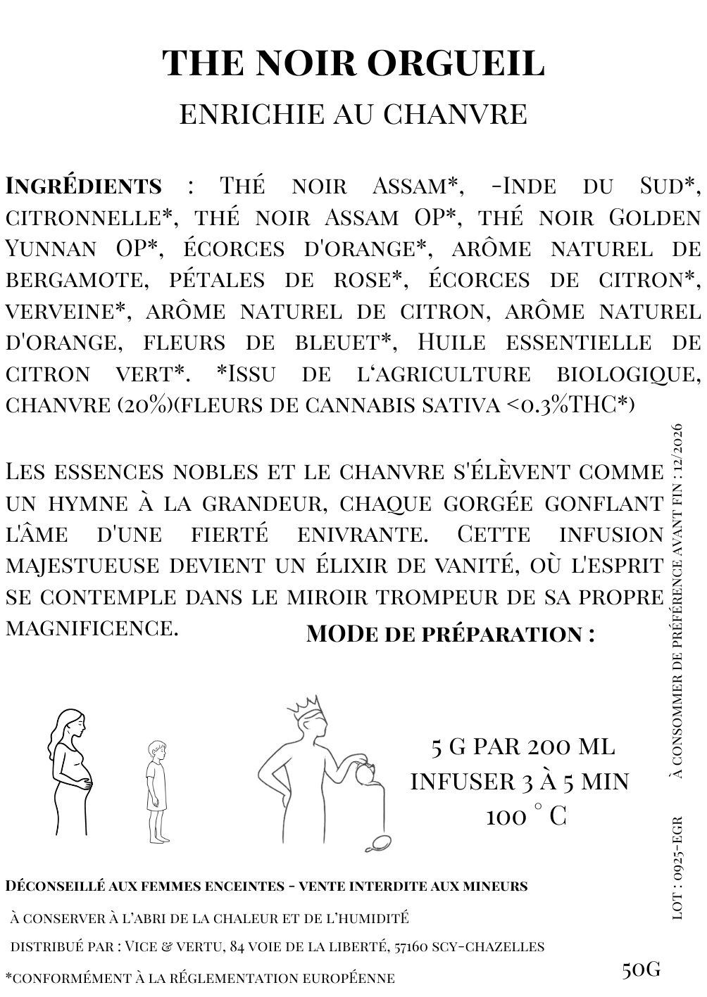 thé vert poivre rose CBD sept péchés capitaux orgeuil infuser