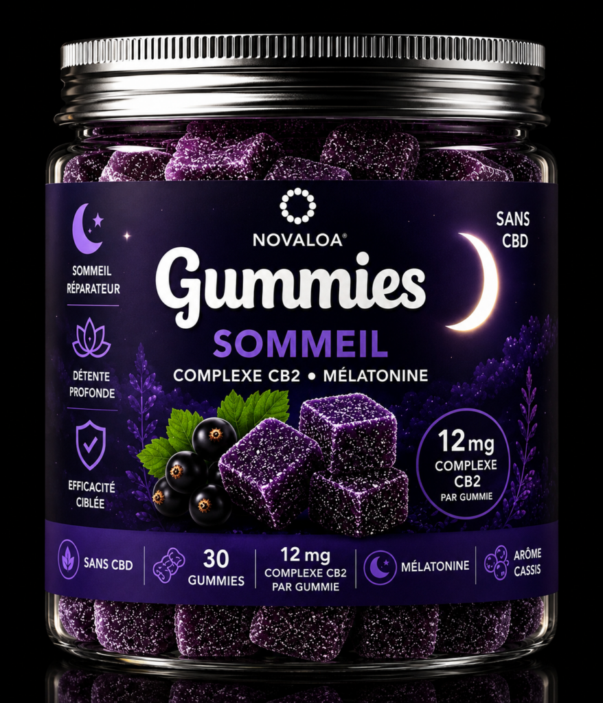 gummies 40mg sans THC sans CBD CB2 novaloa repos dormir gummies gomme bonbon gummy vice et vertu cassis mûre