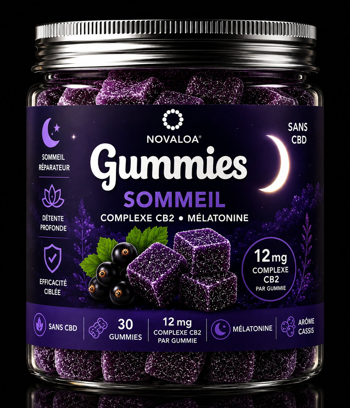gummies 40mg sans THC sans CBD CB2 novaloa repos dormir gummies gomme bonbon gummy vice et vertu cassis mûre